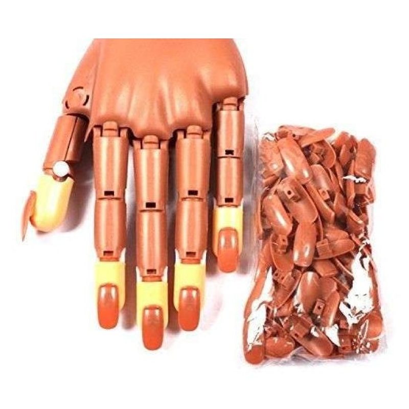 Mano finta pratica ricostruzione unghie nail art estetista snodata con tips