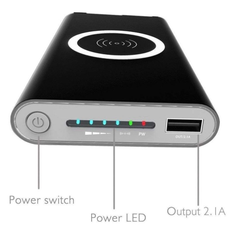 10000mah POWER BANK carica BATTERIA ESTERNA UNIVERSALE con cavo o wireless 