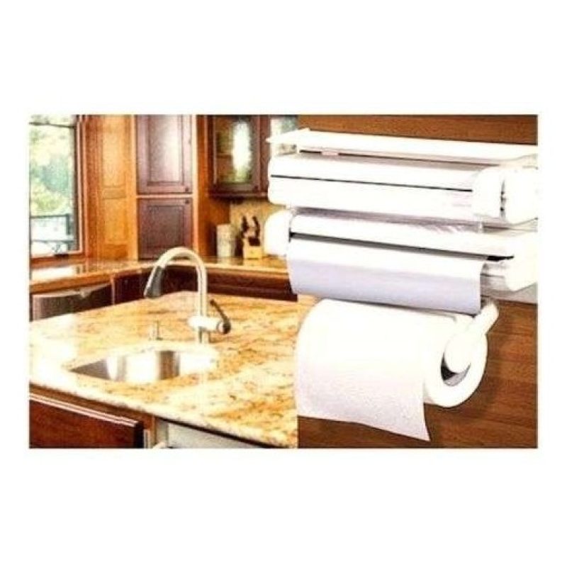 Porta Rotolo Cucina Portarotolo a Da Parete Taglia Pellicola Alluminio mensola 