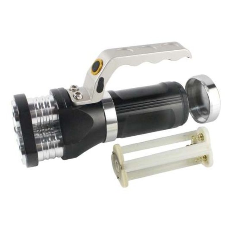 Torcia a mano tattica alluminio 3 bulbi led 3 funzioni ricaricabile impermeabile 