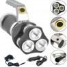 Torcia a mano tattica alluminio 3 bulbi led 3 funzioni ricaricabile impermeabile 
