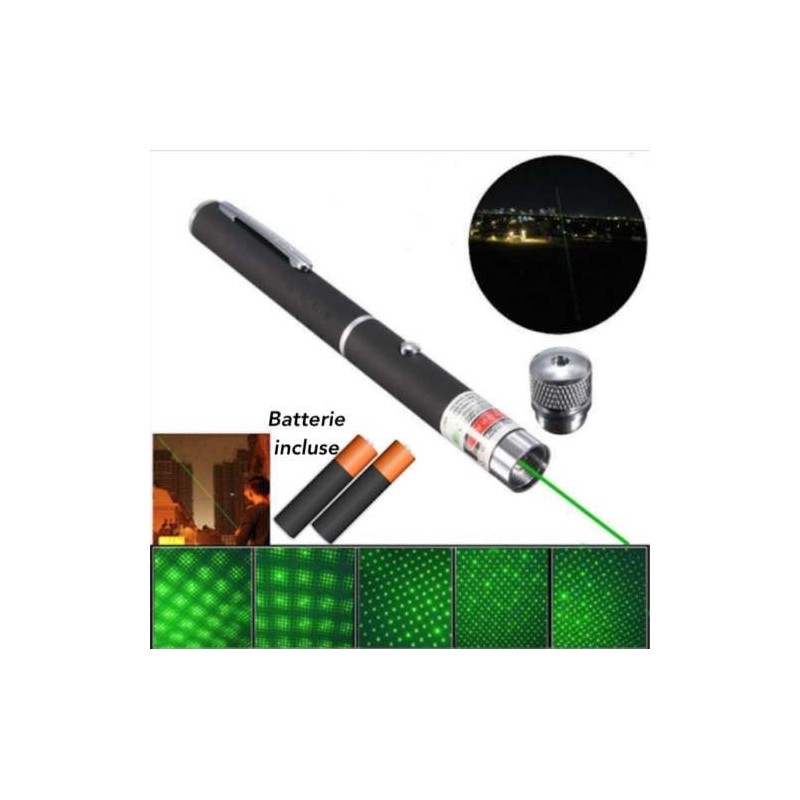 Puntatore laser verde con ghiera e clip raggi astronomico batterie incluse 