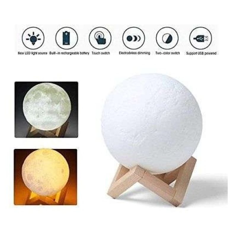 Lampada a forma di Luna 3D luce lunare colori vari touch illuminazione cavo usb