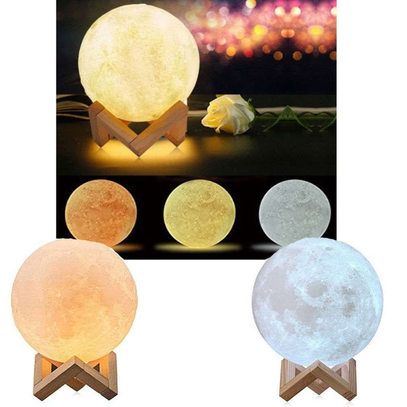 Lampada a forma di Luna 3D luce lunare colori vari touch illuminazione cavo usb