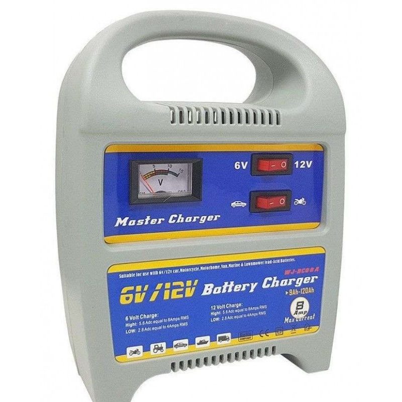 Caricabatterie portatile 6 8 12 ampere auto moto barca camper carica batteria