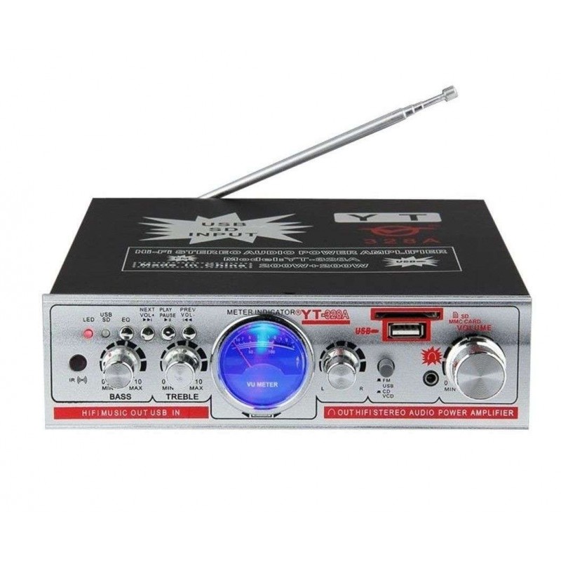 Amplificatore audio stereo FM usb sd card auto casa karaoke 12 V 220 V YT328A