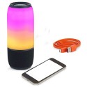 Cassa bluetooth portatile smartphone riproduzione lettore mp3 musica luce cavo