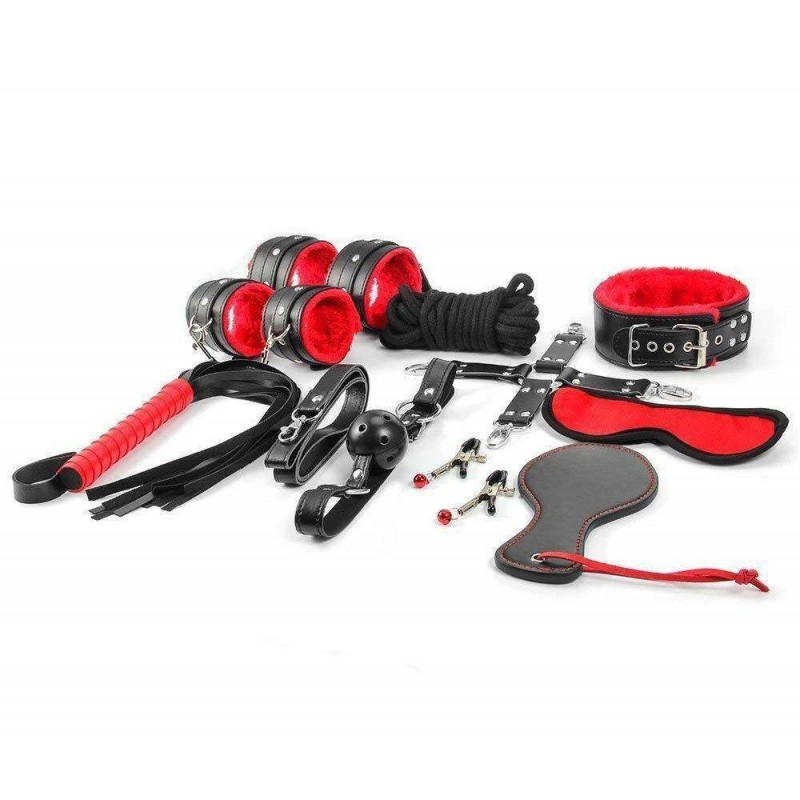 Kit sadomaso bondage gioco erotico manette barra costrittiva cavigliere BDSM
