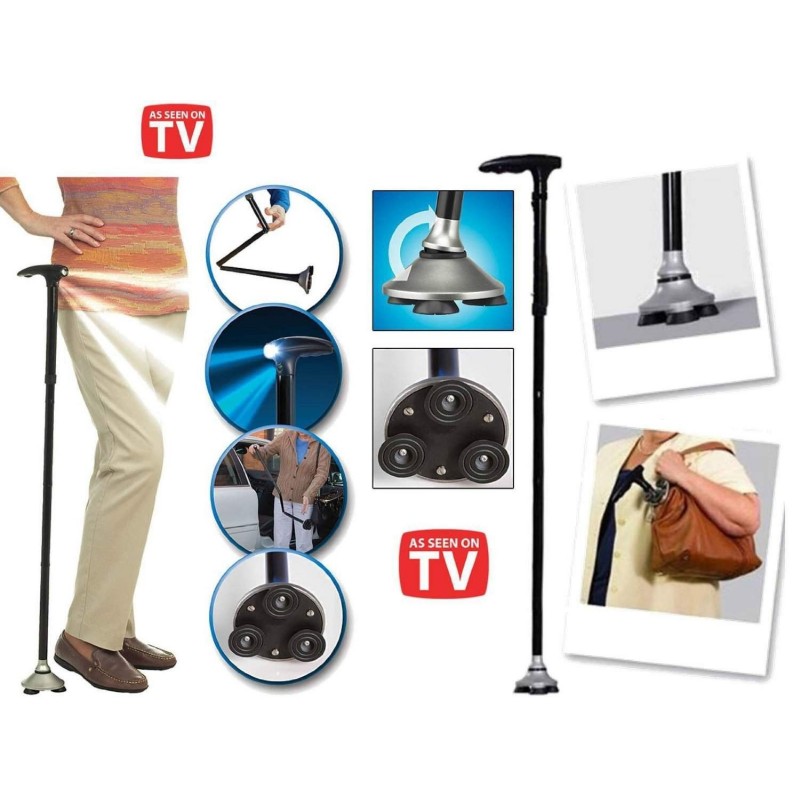 BASTONE MAGIC CANE DA PASSEGGIO PIEGHEVOLE CON TORCIA LED INCORPORATA TREKKING BASTONE MAGIC CANE DA PASSEGGIO PIEGHEVOLE CON TORCIA LED INCORPORATA TREKKING