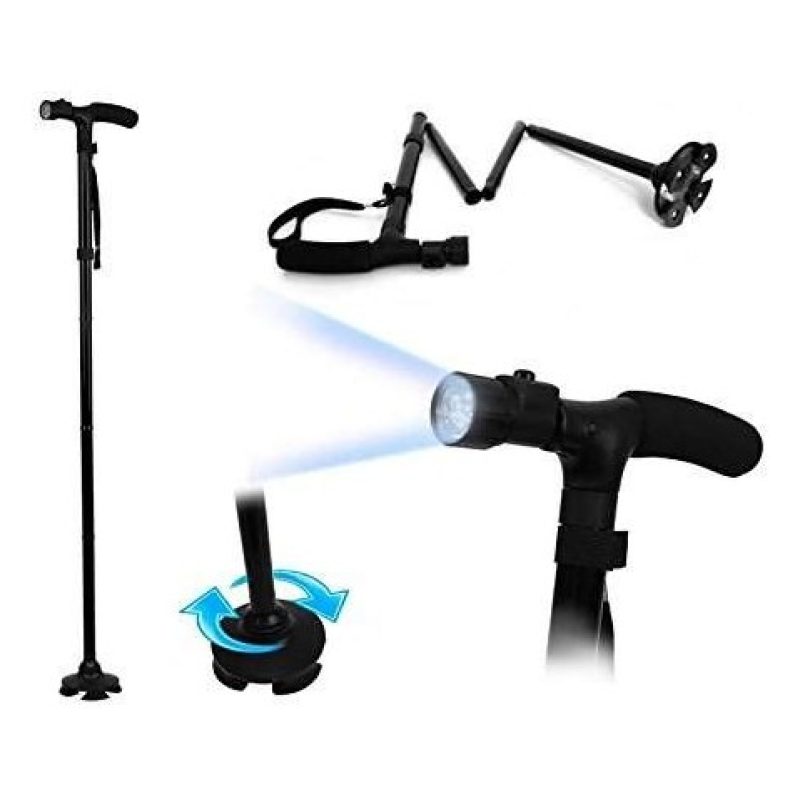 BASTONE MAGIC CANE DA PASSEGGIO PIEGHEVOLE CON TORCIA LED INCORPORATA TREKKING