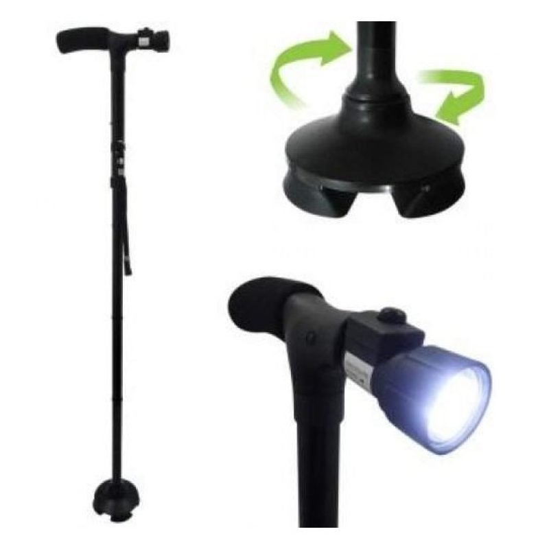 BASTONE MAGIC CANE DA PASSEGGIO PIEGHEVOLE CON TORCIA LED INCORPORATA TREKKING