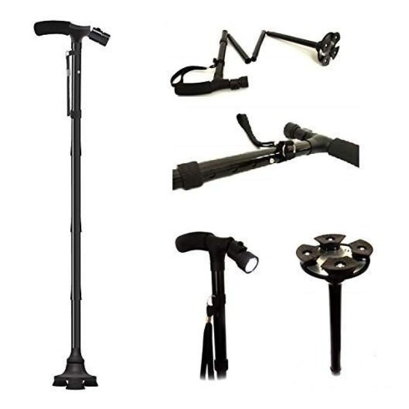 BASTONE MAGIC CANE DA PASSEGGIO PIEGHEVOLE CON TORCIA LED INCORPORATA TREKKING