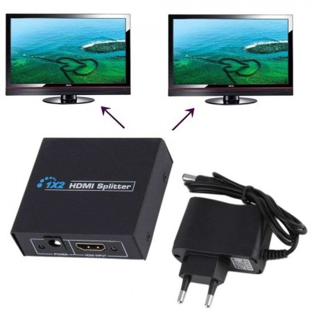 Splitter sdoppiatore HDMI 1.4 alta risoluzione 3D 2 uscite TV DVD televisore 
