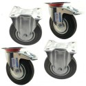 4 ruote gomma ricambio carrello rotella con staffa misure varie ruota girevole  4 ruote gomma ricambio carrello rotella con staffa misure varie ruota girevole