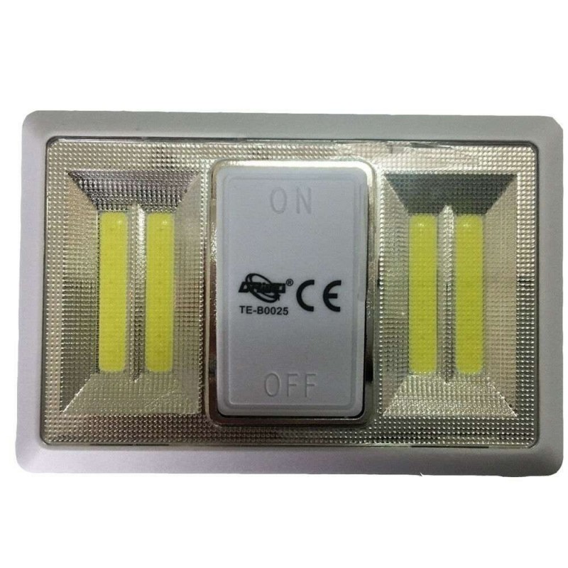 Luce emergenza a 4 LED calamita velcro adesivo fissaggio interruttore on off