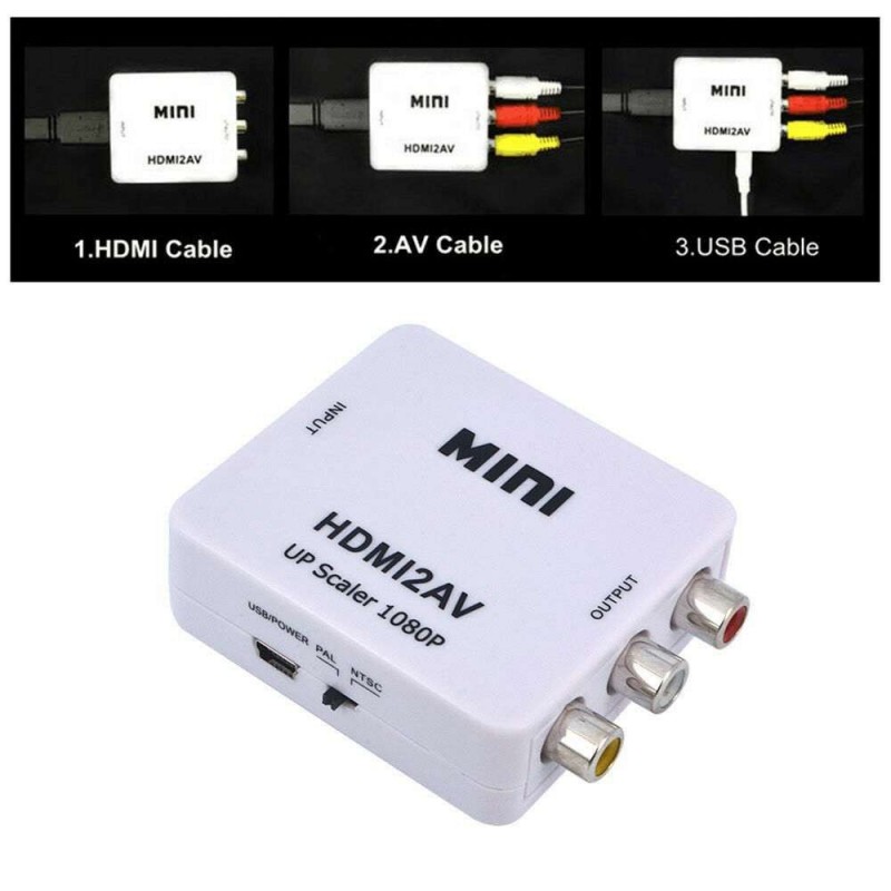 Convertitore adattatore da HDMI a AV supporto 2AV CVBS video TV segnali audio