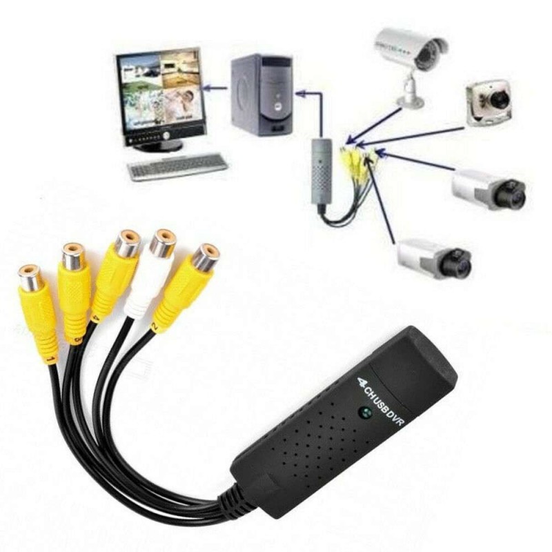 Easycap scheda aquisizione canale 4 video 1 audio telecamere TV RCA adapter