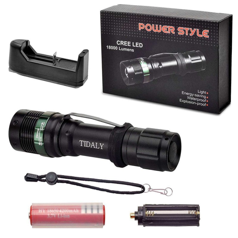 Torcia LED 18000 lumens batterie caricatore sport torce illuminazione casa