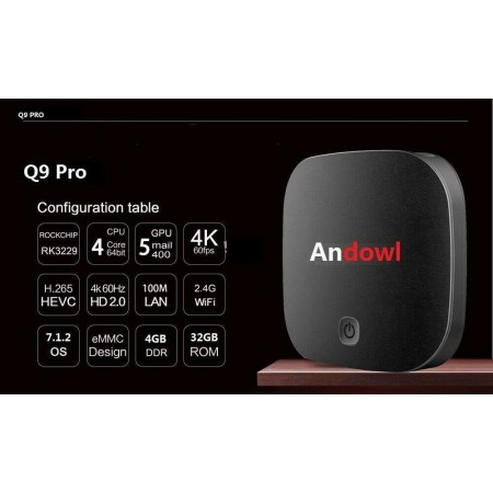 Smart tv box Android 4 GB ram 32GB rom wifi andowl IPTV 4K HD telecomando Q9 pro