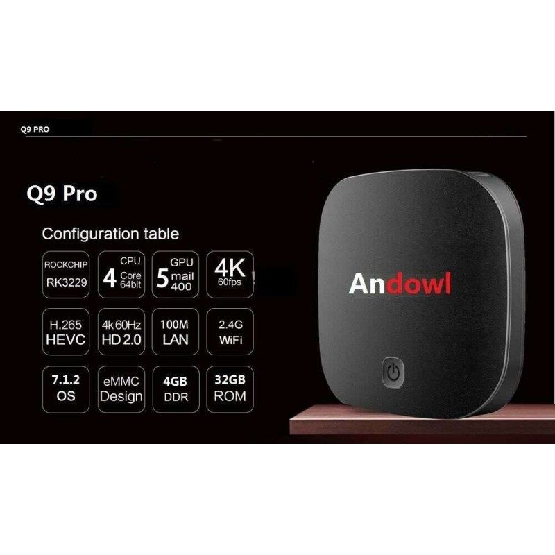 Smart tv box Android 4 GB ram 32GB rom wifi andowl IPTV 4K HD telecomando Q9 pro