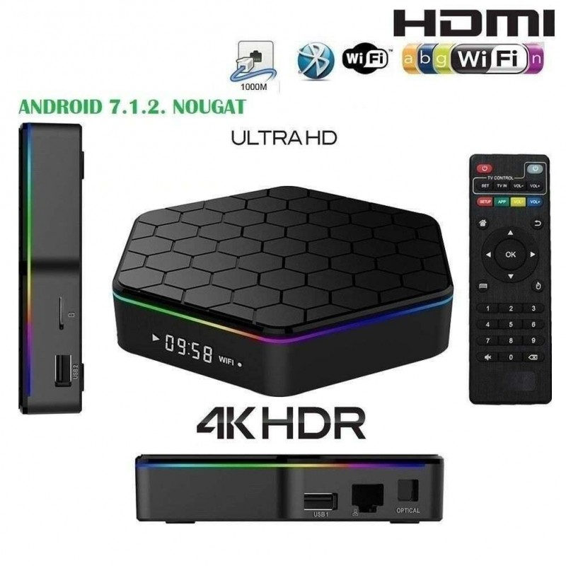 Smart TV box Android IPTV 3 GB ram 32GB rom wifi telecomando andowl 4K HDR Q5