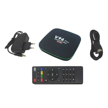 Smart TV box Android 4GB ram 32GB rom wifi telecomando 4K HD cavo HDMI H96 pro