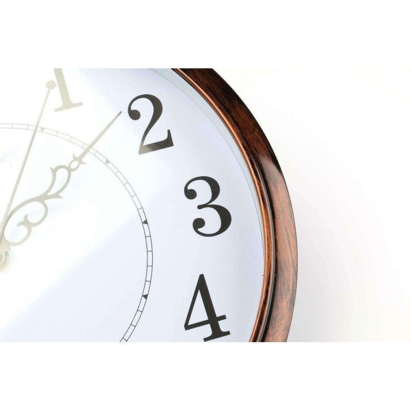 Orologio Da Parete Tondo effetto legno Quarzo Muro 30cm di Diametro Breaker821