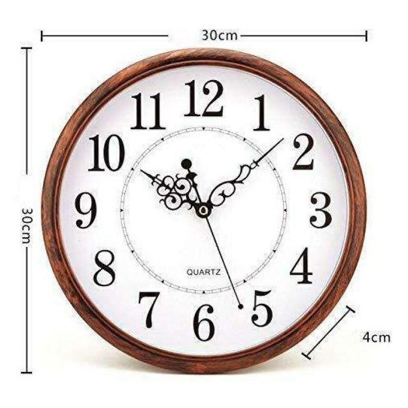 Orologio Da Parete Tondo effetto legno Quarzo Muro 30cm di Diametro Breaker821
