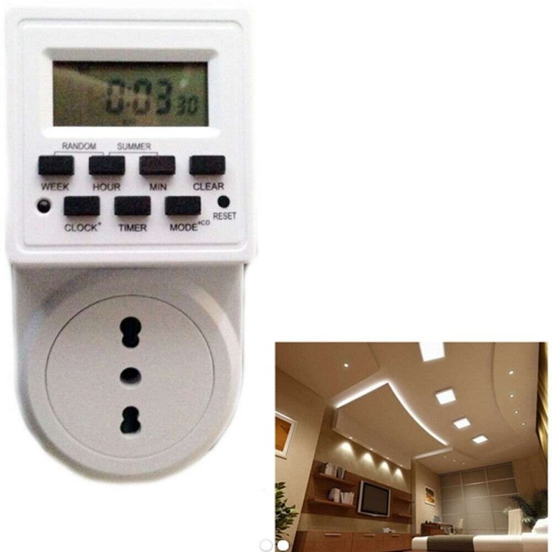 Timer digitale presa elettrica programmabile 230V corrente casa controllo luci