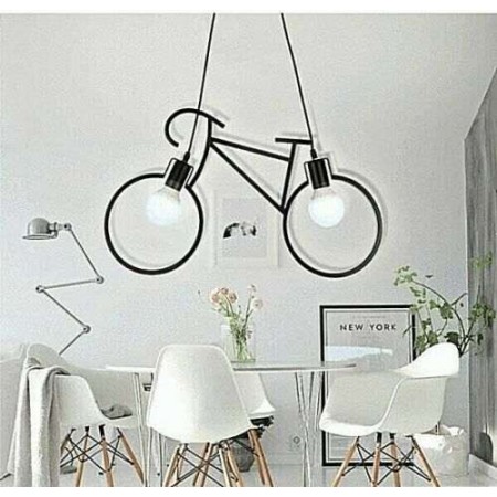 Lampada soffitto 2 luci LED E27 Vintage Bicycle salotto plafoniera sospensione 