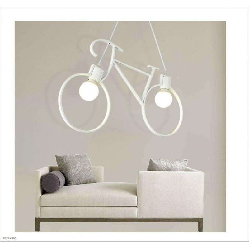 Lampada Vintage Bicycle soffitto 2 luci LED E27 plafoniera sospensione salotto 