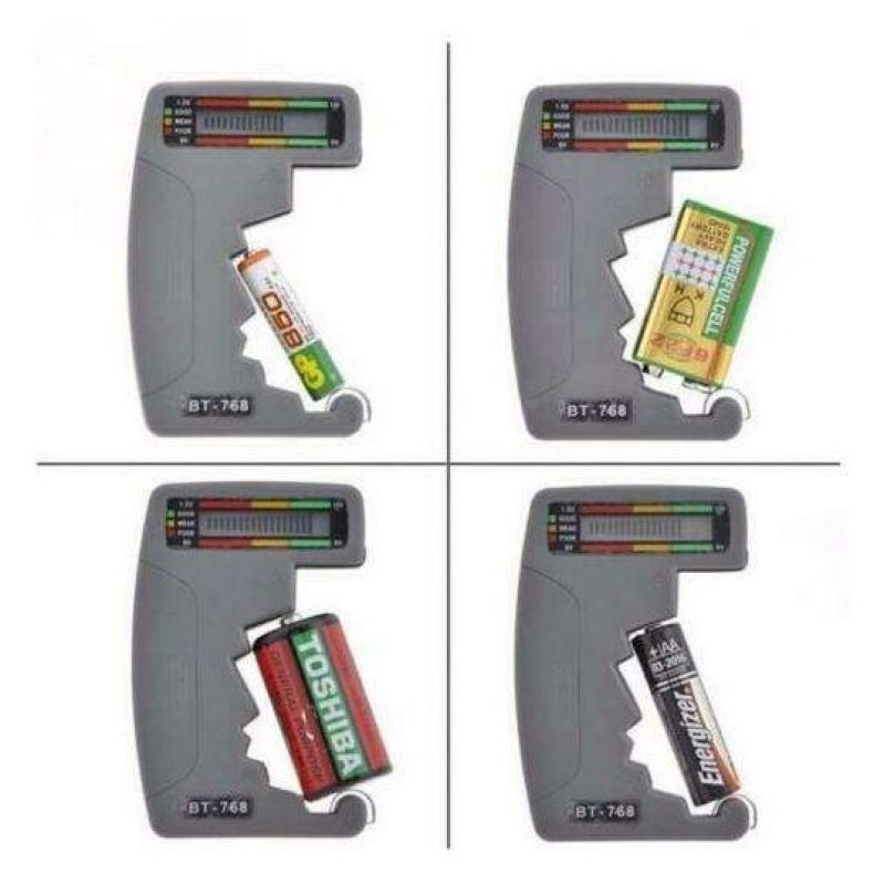 Tester multitensione Batterie pile display LCD prova batteria AA AAA C D 9V 