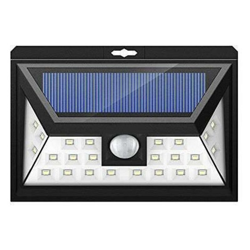 Faretto 24 LED sensore movimento esterno giardino fotovoltaico lampada solare