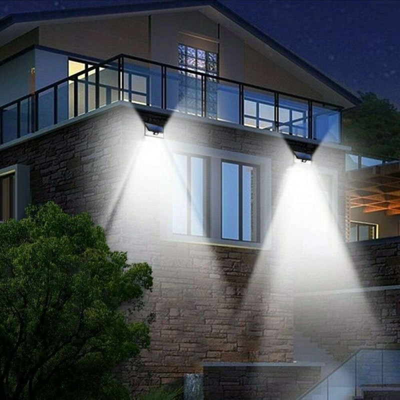 Faretto 24 LED sensore movimento esterno giardino fotovoltaico lampada solare