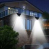 Faretto 24 LED sensore movimento esterno giardino fotovoltaico lampada solare