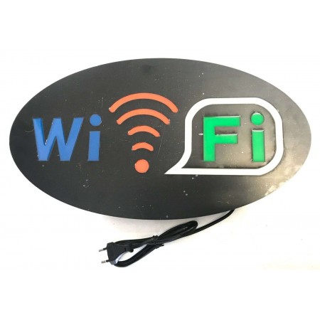 NEW Insegna luminosa pubblicitaria a LED con logo wifi lampeggiante WI FI ovale 