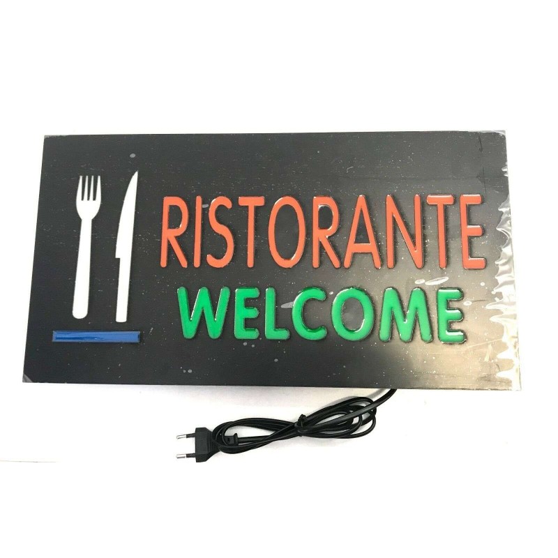 Scritta Led Insegna Luminosa Pizza Kebab - Led 48x25 Cm, Perfetta Per Locali E Vetrine Tabella Pubblicitaria Luminosa