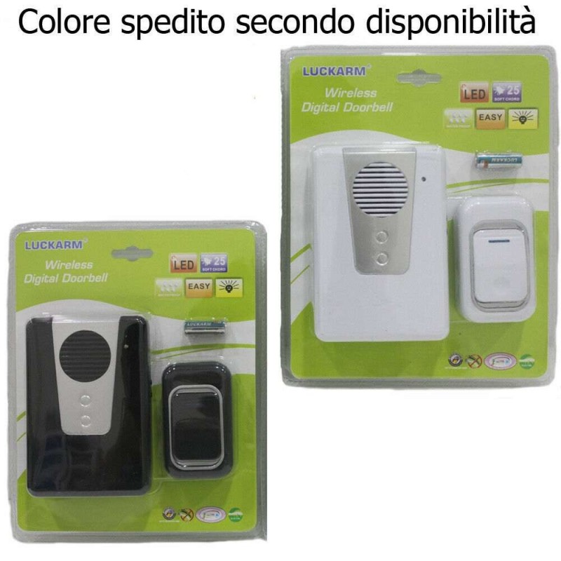 Campanello wireless casa porta senza fili doorbell 25 melodie luce LED 3905 