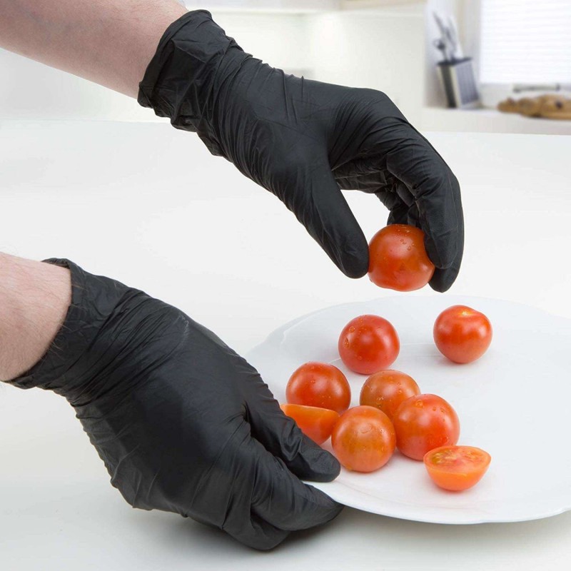 100 guanti in nitrile senza polvere uso professionale alimentare tatuaggi AQL1.5 