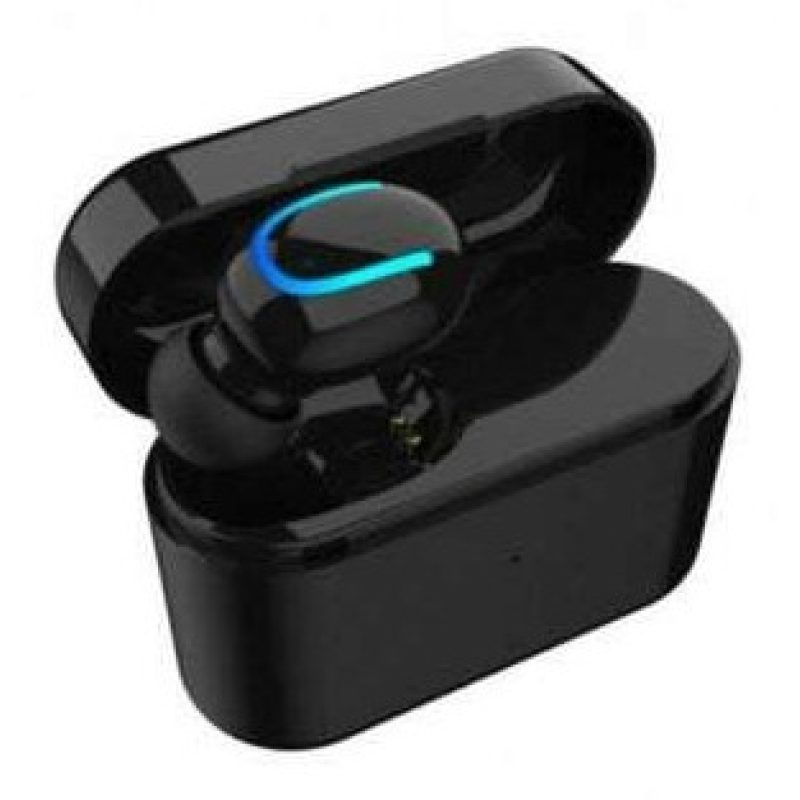 Mini Auricolare Cuffia Bluetooth 5.0 Wireless Senza Fili con Base carica solare 
