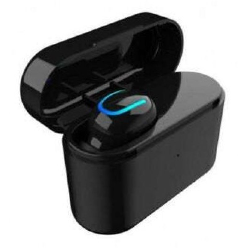 Mini Auricolare Cuffia Bluetooth 5.0 Wireless Senza Fili con Base carica solare 