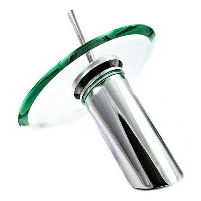 Rubinetto miscelatore rotondo vetro cascata acqua lavello bagno acciaio 812/11