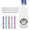 Erogatore distributore di dentifricio da bagno con porta spazzolini (5 posti massimo) dispenser per dentifricio senza batterie