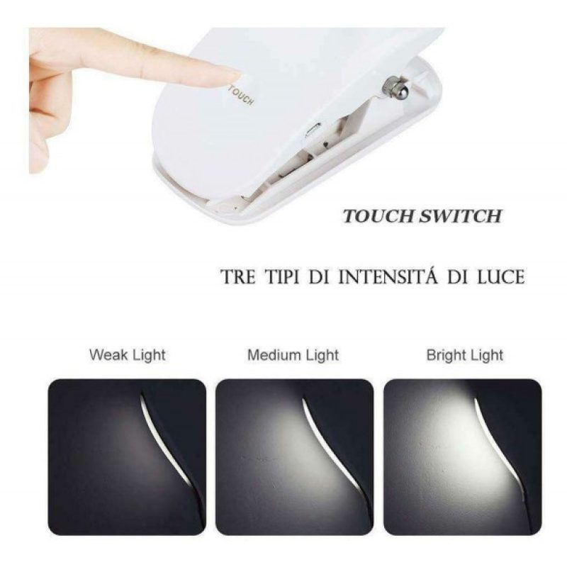 Lampada LED tavolo pinza morsetto luce notte lettura lavoro studio TE-B0034 USB