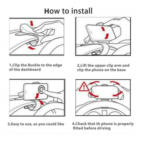 Supporto Auto smartphone porta cellulare GPS MP4 cruscotto CLIP nero 6,5 pollici