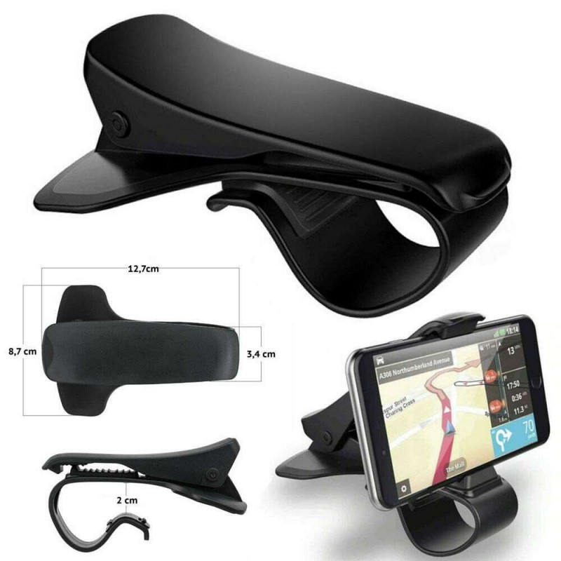 Supporto Auto smartphone porta cellulare GPS MP4 cruscotto CLIP nero 6,5 pollici