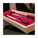 Coltello da Prosciutto Affilacoltelli e Contenitore in legno lama acciaio inox Coltello da Prosciutto Affilacoltelli e Contenitore in legno lama acciaio inox