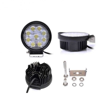Faro 9 led 27W rotondo faretto da lavoro profondita barca auto escavatore IP68 