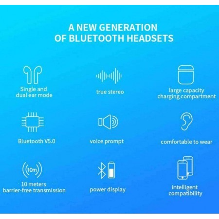 Auricolari wireless cuffie bluetooth I12 TWS PODS IOS ANDROID slim bluetooth 5.0