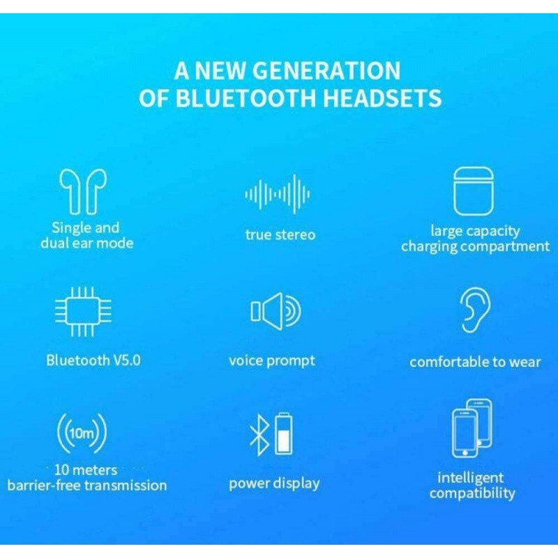Auricolari wireless cuffie bluetooth I12 TWS PODS IOS ANDROID slim bluetooth 5.0